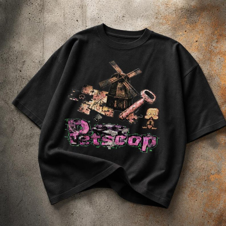 Party Games Ps1 - เสื้อยืดลาย PetScop Bootleg, สินค้าลิขสิทธิ์จากเกมสยองขวัญแนวอนาล็อก, PS1, เสื้อผ้าจากแบรนด์