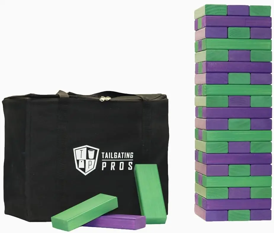 Party Games Easter For Family - เกมต่อบล็อกไม้ Giant Toppling Towers พร้อมกระเป๋าใส่ สำหรับเล่นในร่มและกลางแจ้งในสนามหญ้าและลานหลังบ้าน