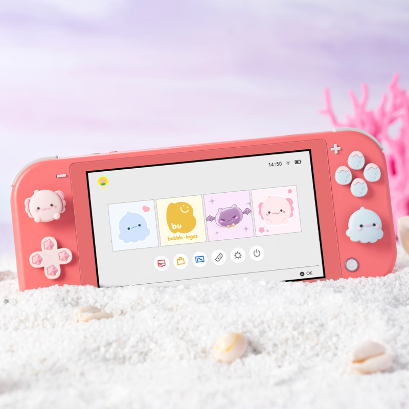 Party Games Nintendo Switch - สติ๊กเกอร์ซิลิโคนแบบนิ่มลายปาร์ตี้ตู้ปลา ปุ่ม D-pad ABXY สำหรับ Switch