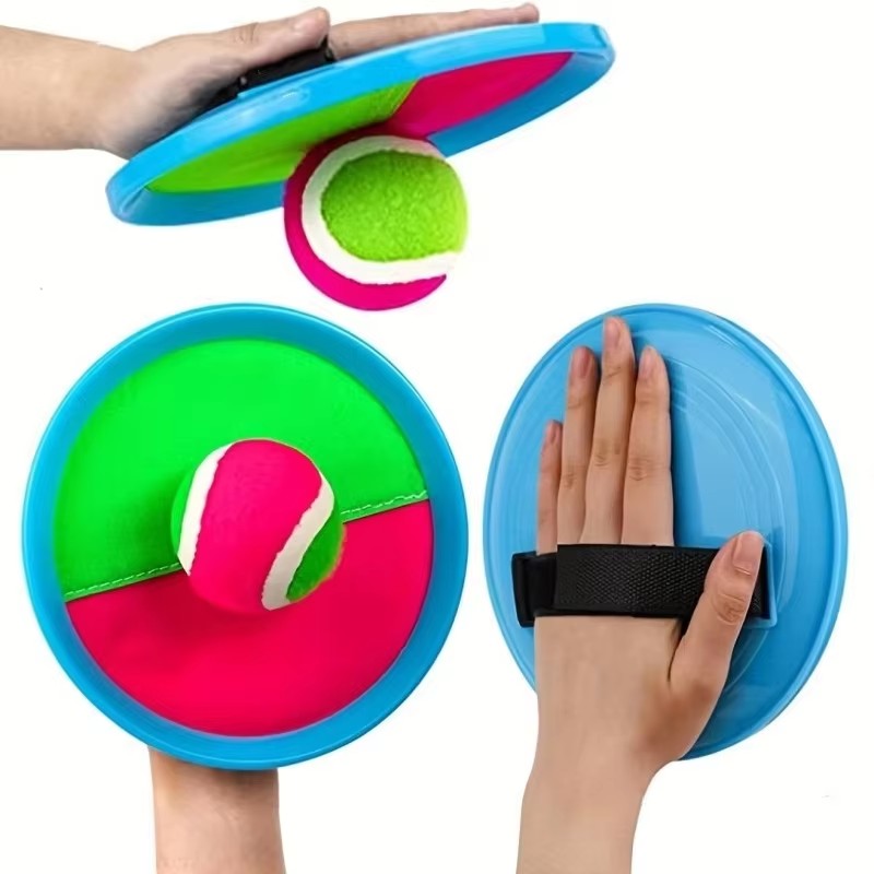 Catch Ball Velcro - ชุดเกมกีฬากลางแจ้งสำหรับครอบครัวสองคน สนุกสนาน สร้างปฏิสัมพันธ์ระหว่างพ่อแม่ลูก พร้อมไม้ตีแบบดูดติดเป้า สำหรับขว้างและจับลูกบอล