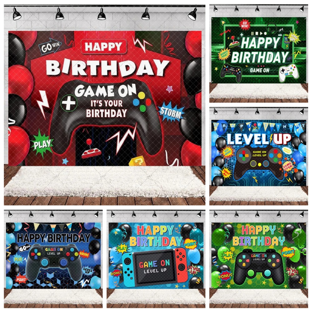 Party Games Youth - ฉากหลังธีมคอนโทรลเลอร์เกมสำหรับเด็ก, ฉากหลังตกแต่งงานวันเกิดเด็ก, ฉากหลังสำหรับสตูดิโอถ่ายภาพ