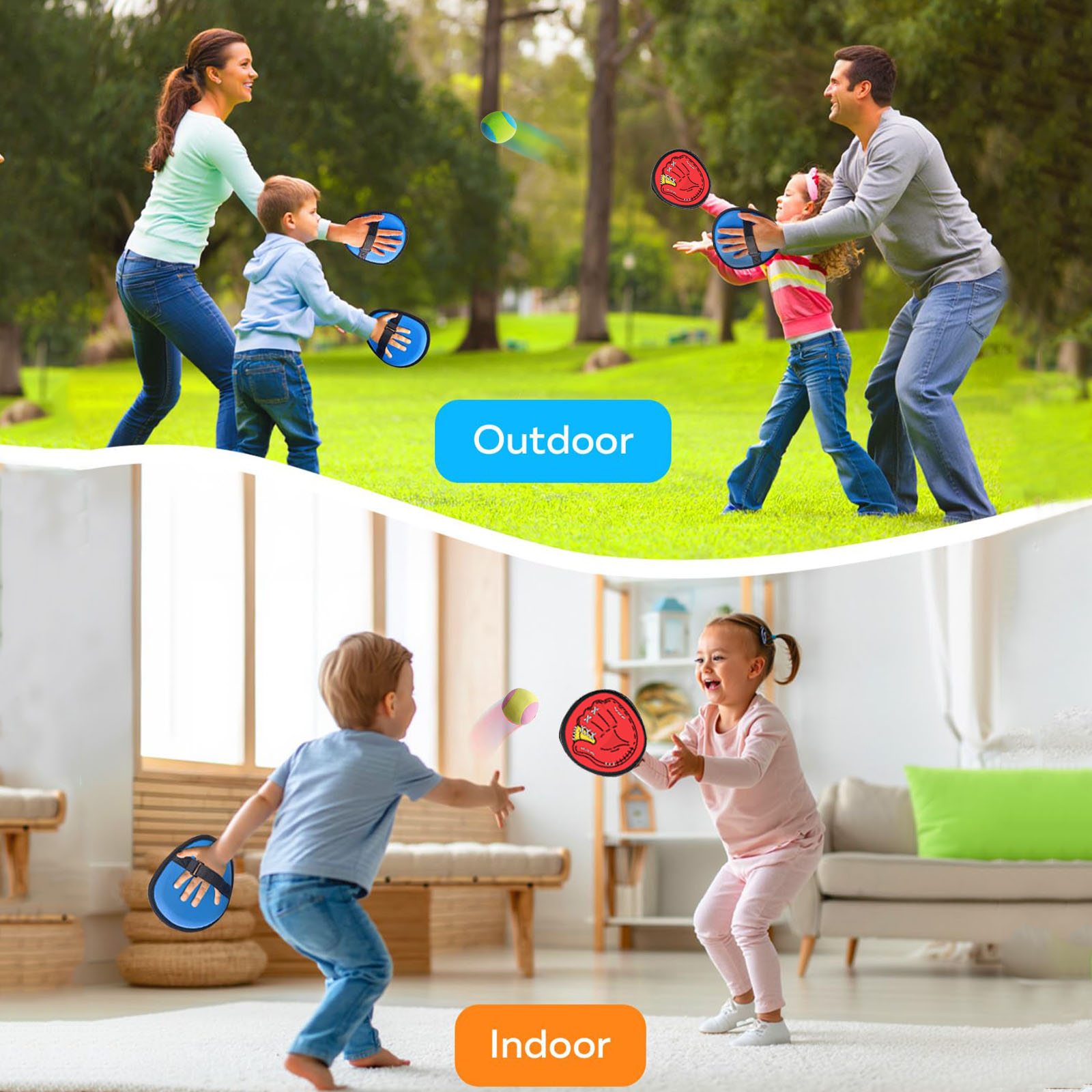 4 ชุดเด็ก Sucker Sticky Ball ข - Catch Ball Velcro บทวิจารณ์และราคา